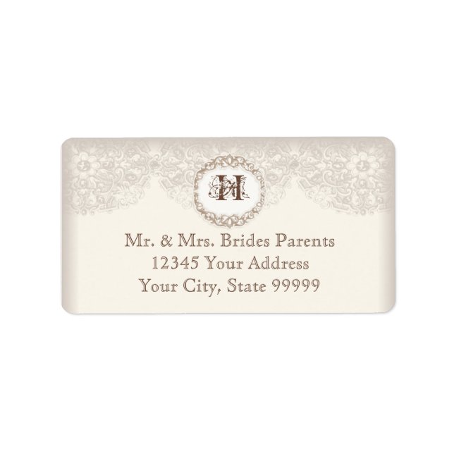 Vintage Taupe Lace - Elegant Beautiful Weddings Label (Front)