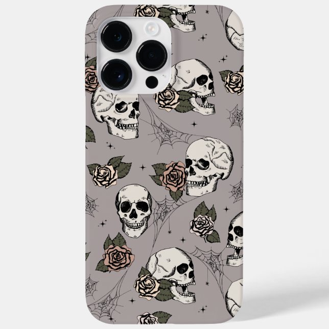 Vintage Taupe Skulls and Roses Case-Mate iPhone Case (Back)