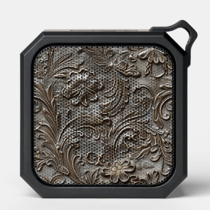 Vintage taupe tooled leather bluetooth speaker