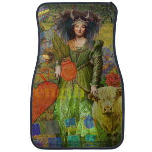 Vintage Taurus Classic Woman Portrait Gothic Art Car Mat