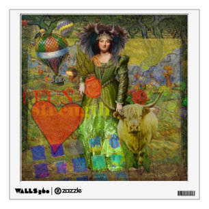 Vintage Taurus Classic Woman Portrait Gothic Art Wall Sticker