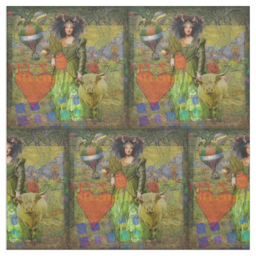 Vintage Taurus Fantasy Gothic Art Fabric