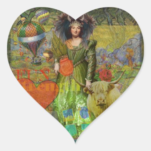 Vintage Taurus Fantasy Gothic Art Heart Sticker