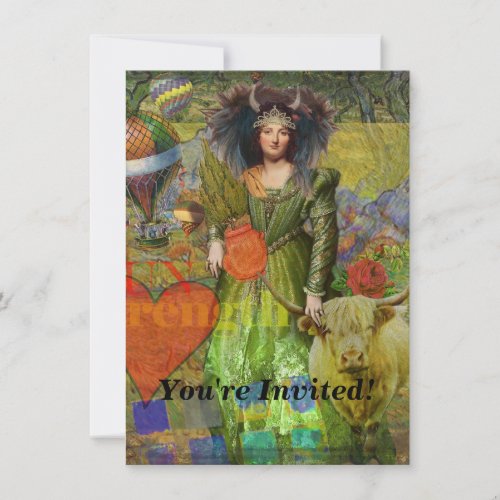 Vintage Taurus Fantasy Gothic Art Invitation