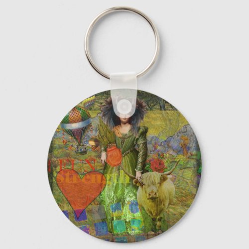 Vintage Taurus Fantasy Gothic Art Keychain