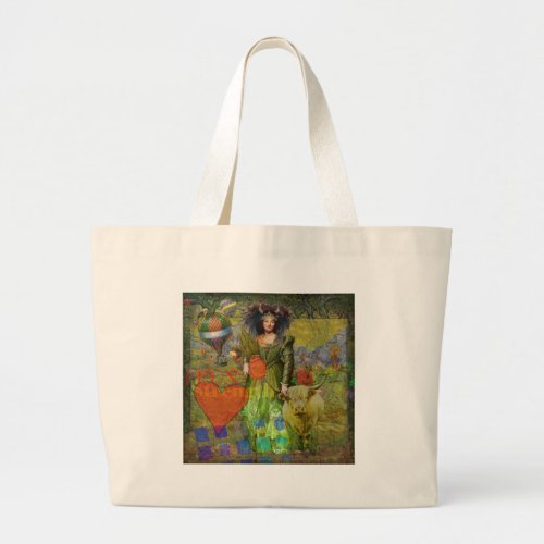 Vintage Taurus Fantasy Gothic Art Large Tote Bag