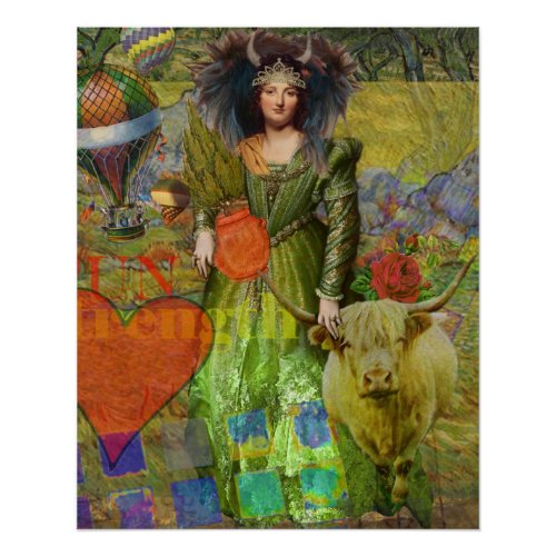 Vintage Taurus Fantasy Gothic Art Poster