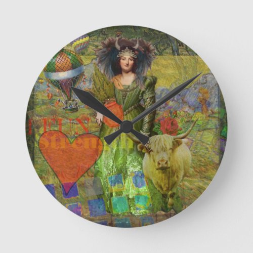 Vintage Taurus Fantasy Gothic Art Round Clock