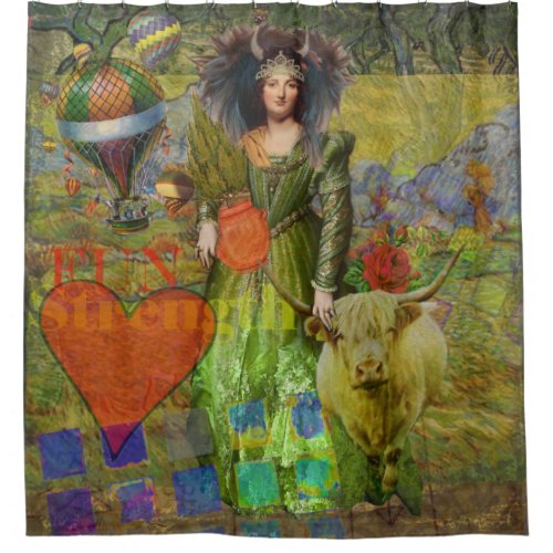 Vintage Taurus Fantasy Gothic Art Shower Curtain