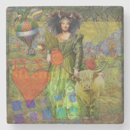 Vintage Taurus Fantasy Gothic Art Stone Coaster