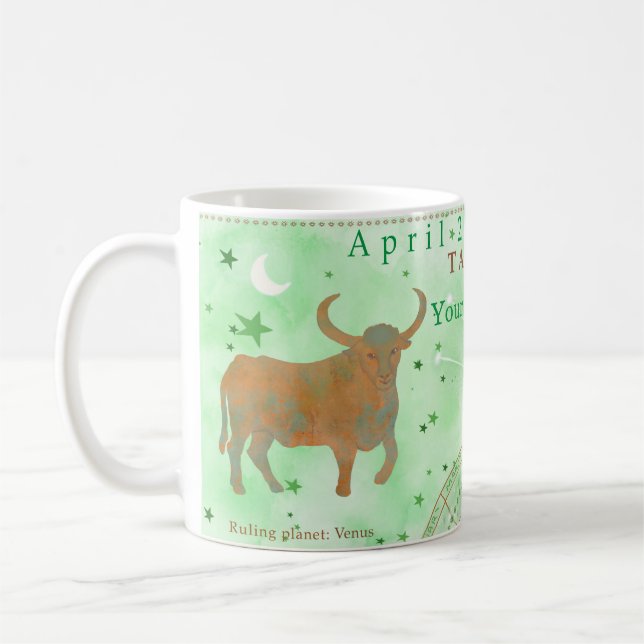 Vintage taurus zodiac astrology coffee mug (Left)