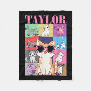 Vintage Taylor First Name Personalized Cat Birthda Fleece Blanket