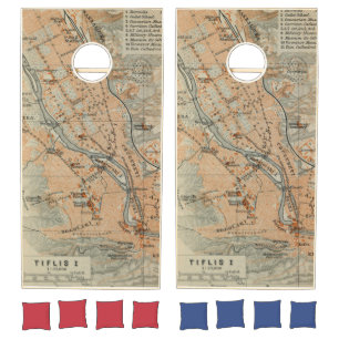 Vintage Tbilisi Georgia Map (1914) Cornhole Set