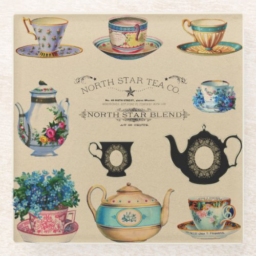 Vintage Tea Ad Glass Coaster