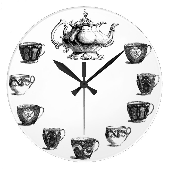 vintage tea clock white background | Zazzle