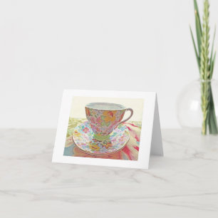 Vintage Tea Cup Blank Card-Thank You, Get Well Thank You Card