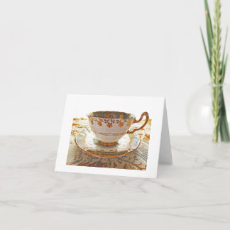 Vintage Tea Cup Blank Card Thanks/Get Well/Hello