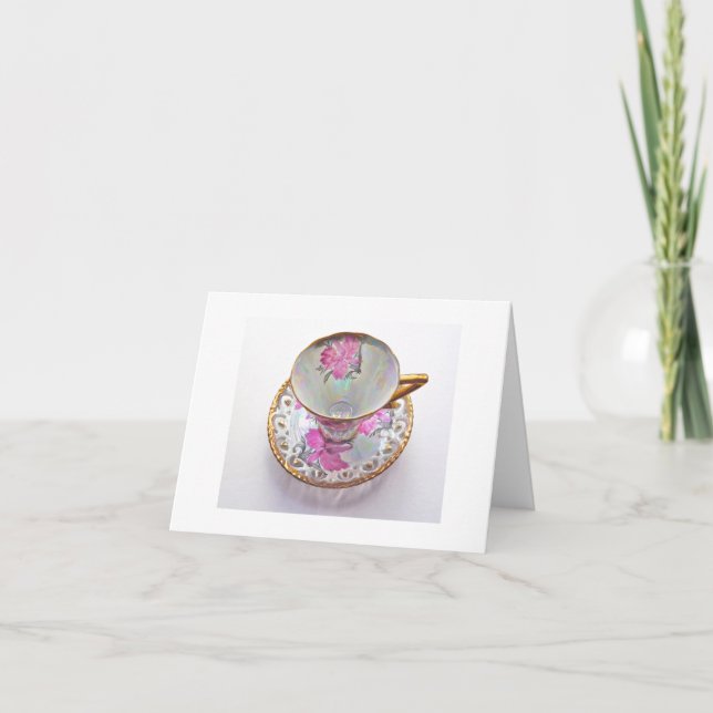 Vintage Tea Cup Blank Note Card, Thank you Card (Front)