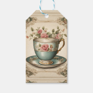 Vintage Tea Cup Floral Bridal Shower Tea Party Gift Tags