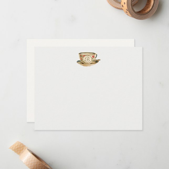 Vintage Tea Cup Note Card (Front/Back In Situ)