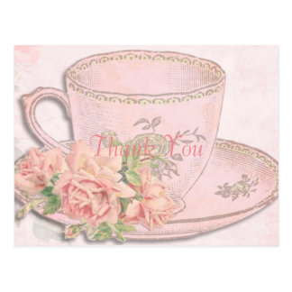 Vintage Tea Cup Thank You Postcard