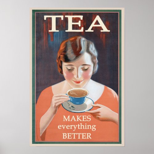 Vintage Tea Drinker cuppa Poster