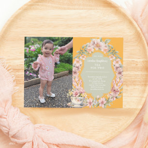 Vintage Tea for Two Whimsical Birthday Photo Invitation
