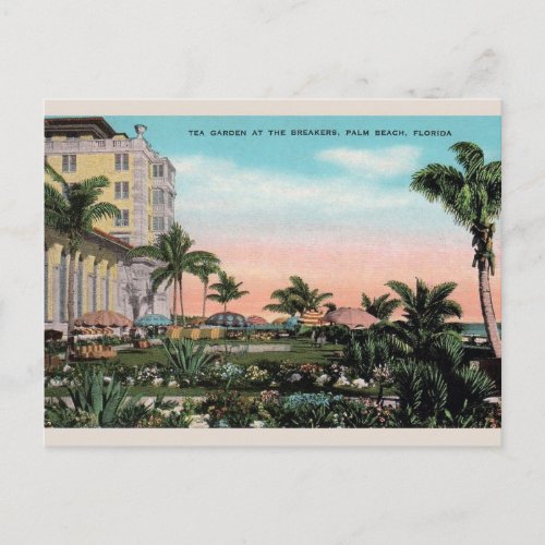 Vintage Tea Garden at Breakers Palm Beach Postcard