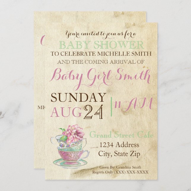 Vintage Tea Invitation (Front/Back)
