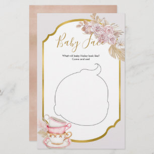 Vintage Tea Party Baby Shower Baby Face Games