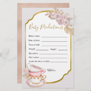 Vintage Tea Party Baby Shower Baby Prediction