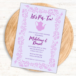 Vintage Tea Party Baby Shower Lavender Floral Invitation