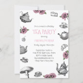Vintage Tea Party Birthday Pink Invitation (Front)