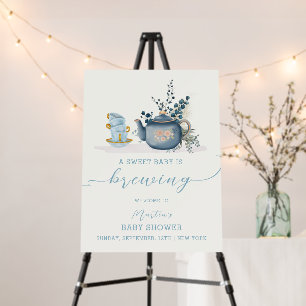 Vintage Tea Party Brewing Baby Shower Welcome Sign