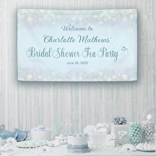 Vintage Tea Party Bridal Shower Aqua Welcome Banner
