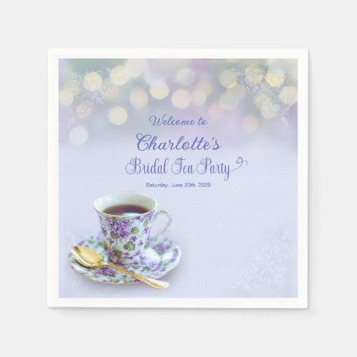 Vintage Tea Party Bridal Shower Blue Napkins