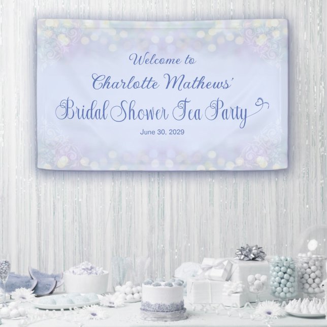 Vintage Tea Party Bridal Shower Blue Welcome Banner (Vintage Tea Party Bridal Shower Blue Welcome Banner)