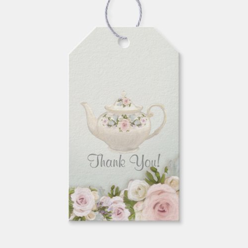 Vintage Tea Party Bridal Shower Blush Rose Floral Gift Tags