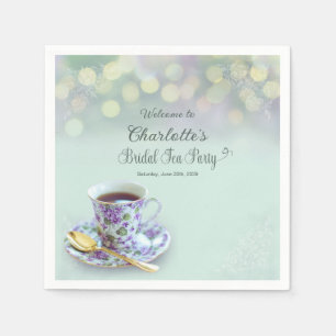 Vintage Tea Party Bridal Shower Green Napkins