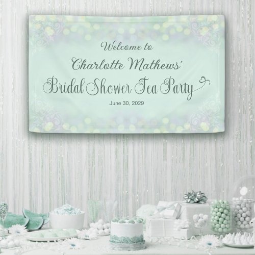 Vintage Tea Party Bridal Shower Green Welcome Banner