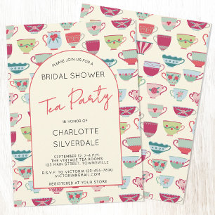 Vintage Tea Party Bridal Shower Invitation