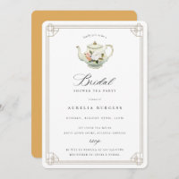Vintage Tea Party Bridal Shower Invitation