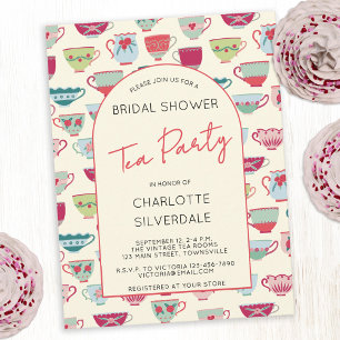 Vintage Tea Party Bridal Shower Invitation Postcard