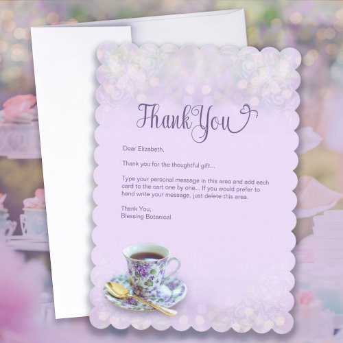 Vintage Tea Party Bridal Shower Lilac Thank You Card