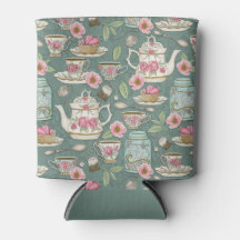 Vintage Tea Party Can Cooler