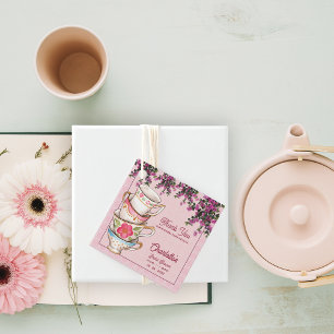 Vintage Tea Party Floral Bridal Shower Thank You Favor Tags