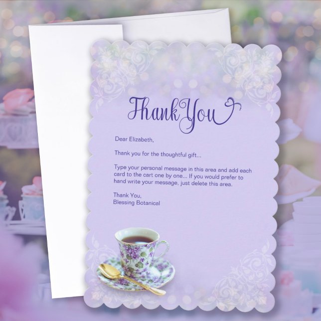 Vintage Tea Party Lavender Thank You Card (Vintage Tea Party Lavender Thank You Card)