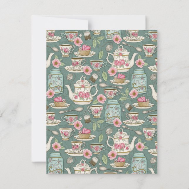 Vintage Tea Party Note Card (Front)