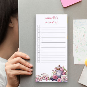 Vintage Tea Party Personalized To Do List Magnetic Notepad