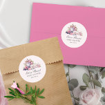 Vintage Tea Party Pink Roses Baby Shower Classic Round Sticker<br><div class="desc">Elegant and charming pink floral baby shower stickers. Perfect for variety of themes including baby is brewing, pink rose garden floral and vintage, inspired by romantic bridgerton regency era. The wording is fully editable and the label is decorated with watercolor floral rose bouquets, dainty china tea cups and regal tea...</div>